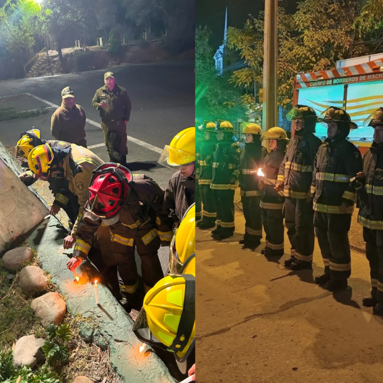 Bomberos rinden homenaje a Carabineros de la comuna en señal de apoyo y respeto